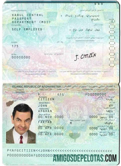 Passaporte do Afeganistão baixar para verificação